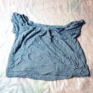 ♡ Checkered Off-The-Shoulder Blouse ♡